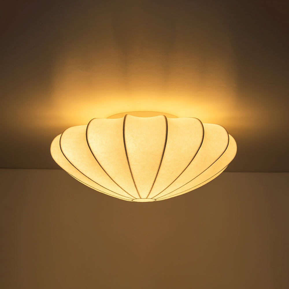 Lunari Mid-Century Modern Silk Flush Mount Light-Neutral Decor