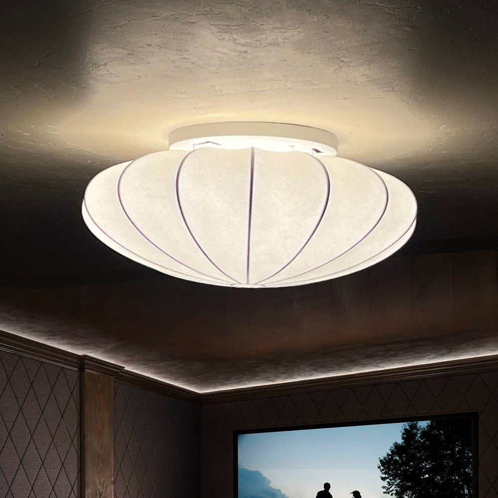 Lunari Mid-Century Modern Silk Flush Mount Light-Neutral Decor