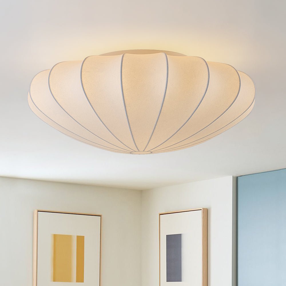 Lunari Mid-Century Modern Silk Flush Mount Light-Neutral Decor