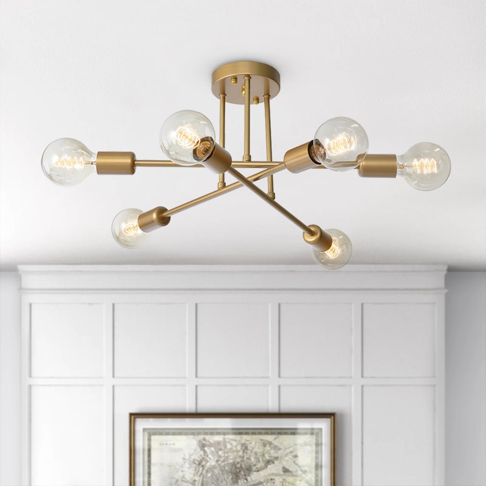 Vallin Modern Brass Semi Flush Mount Chandelier-Neutral Decor