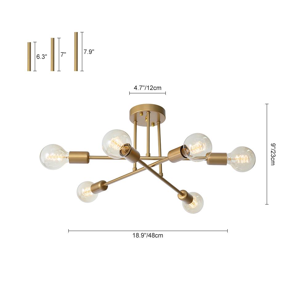 Vallin Modern Brass Semi Flush Mount Chandelier-Neutral Decor