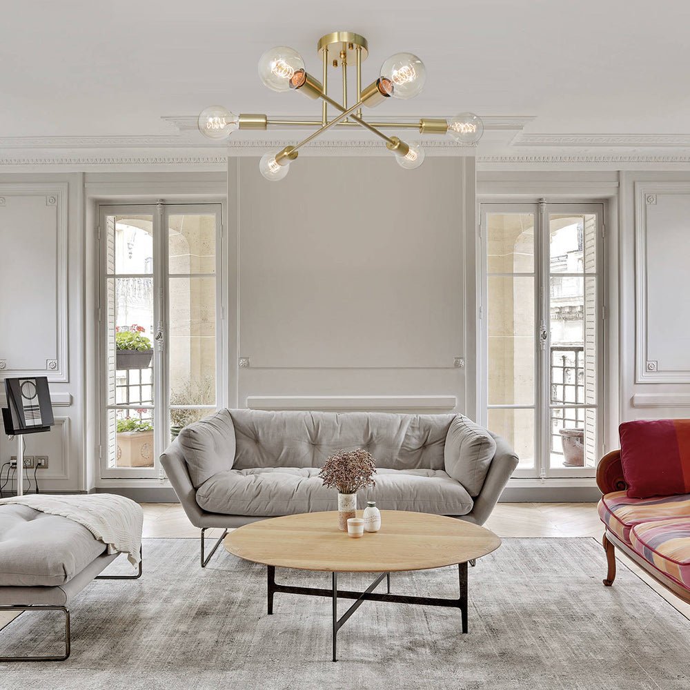 Vallin Modern Brass Semi Flush Mount Chandelier-Neutral Decor