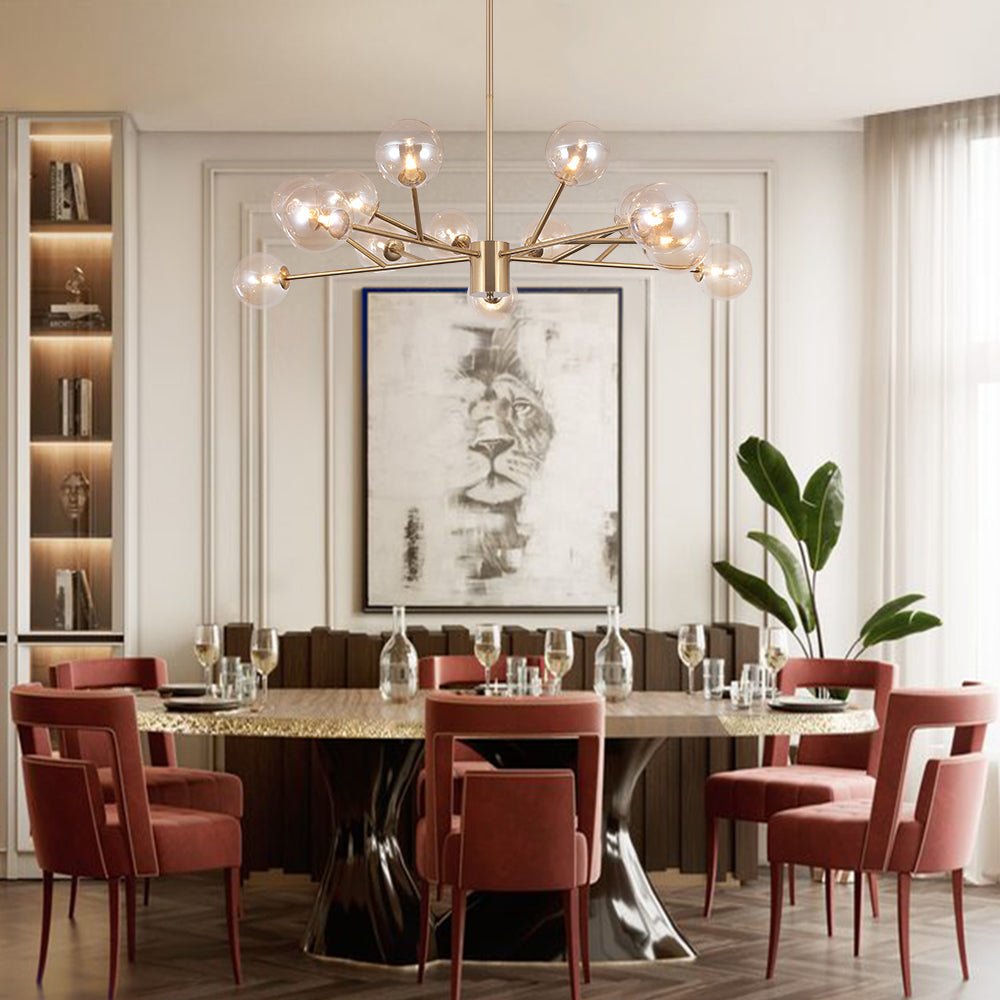 Seriva Modern Metal Glass Chandelier - Lamp Copper