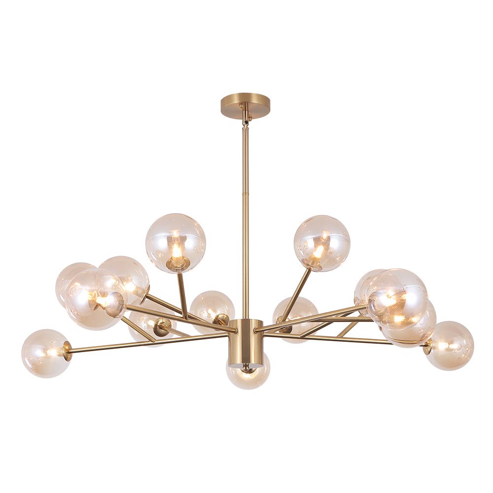 Seriva Modern Metal Glass Chandelier - Lamp Copper