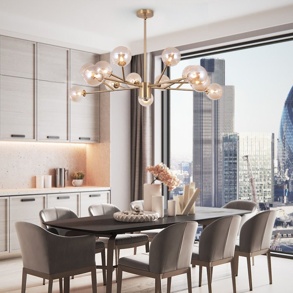 Seriva Modern Metal Glass Chandelier - Lamp Copper