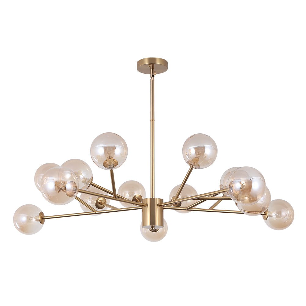 Seriva Modern Metal Glass Chandelier - Lamp Copper