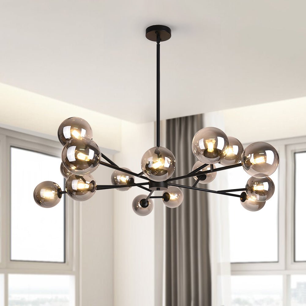 Seriva Modern Metal Glass Chandelier - Lamp Copper