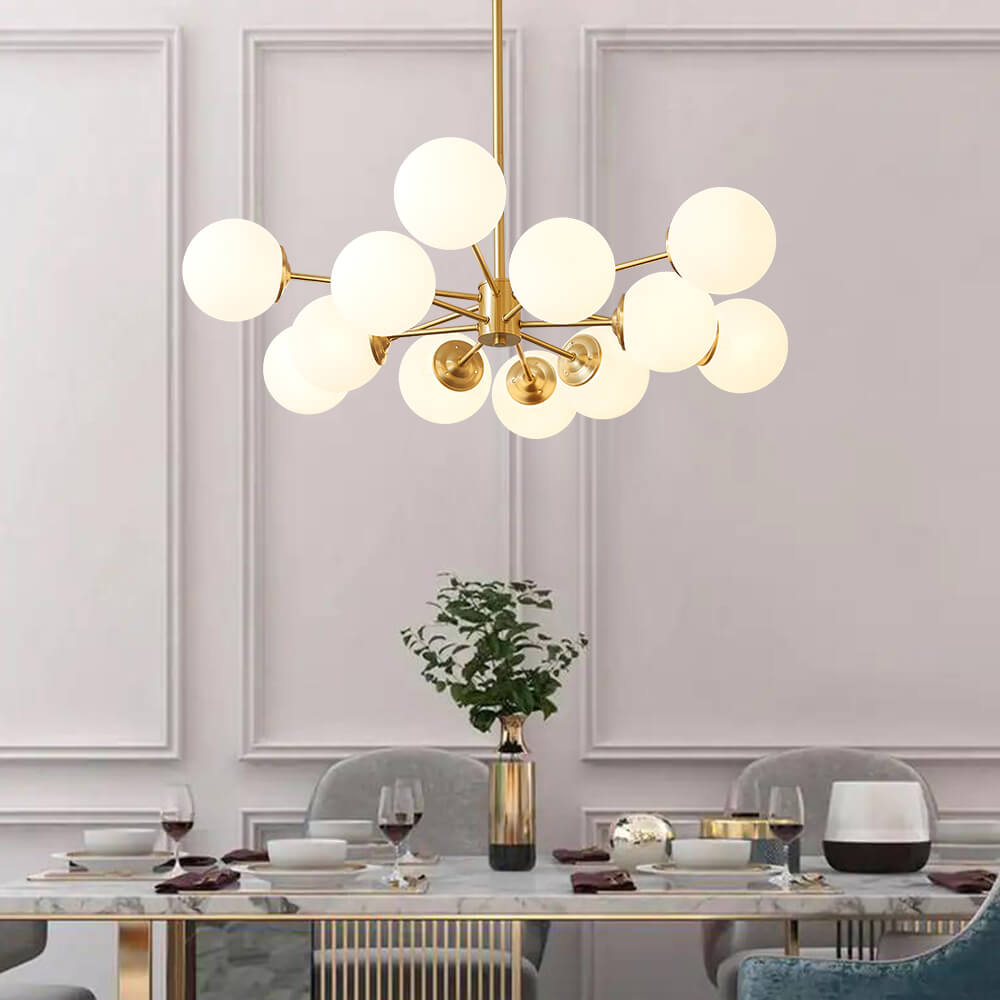 Glazia Minimalist Opal Glass Chandelier-Neutral Decor