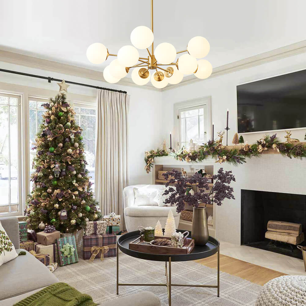 Glazia Minimalist Opal Glass Chandelier-Neutral Decor
