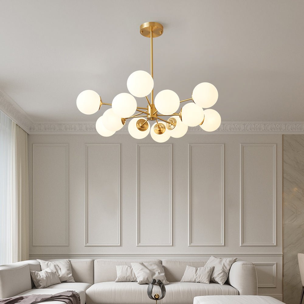 Glazia Minimalist Opal Glass Chandelier-Neutral Decor