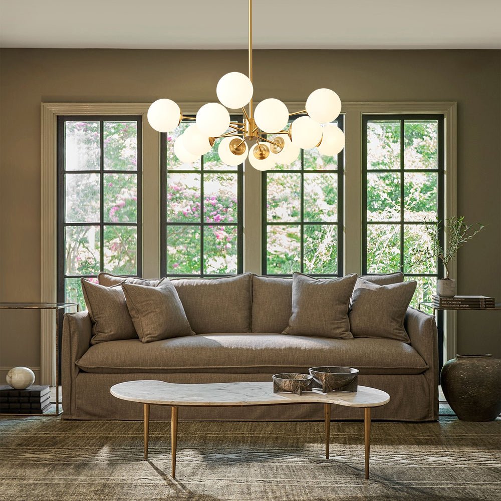 Glazia Minimalist Opal Glass Chandelier-Neutral Decor