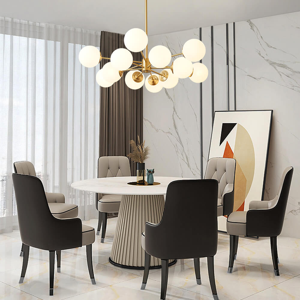 Glazia Minimalist Opal Glass Chandelier-Neutral Decor