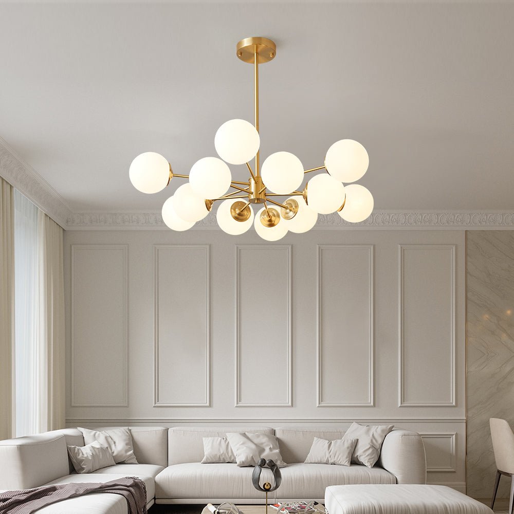 Glazia Minimalist Opal Glass Chandelier-Neutral Decor