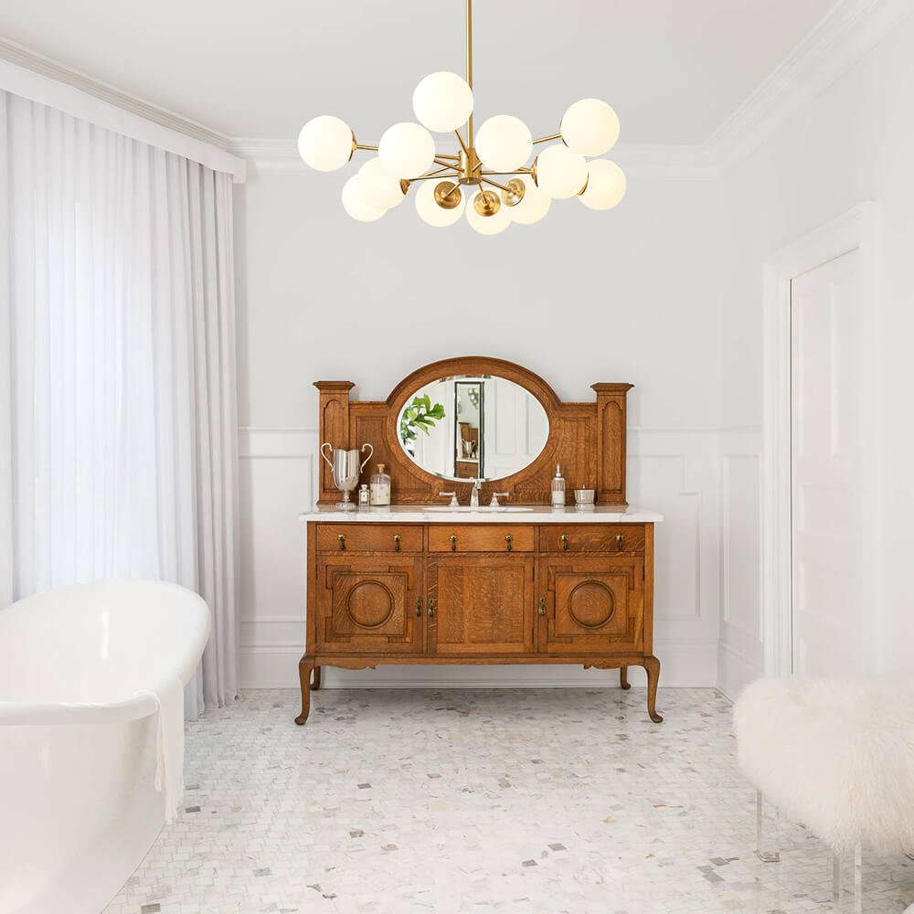 Glazia Minimalist Opal Glass Chandelier-Neutral Decor