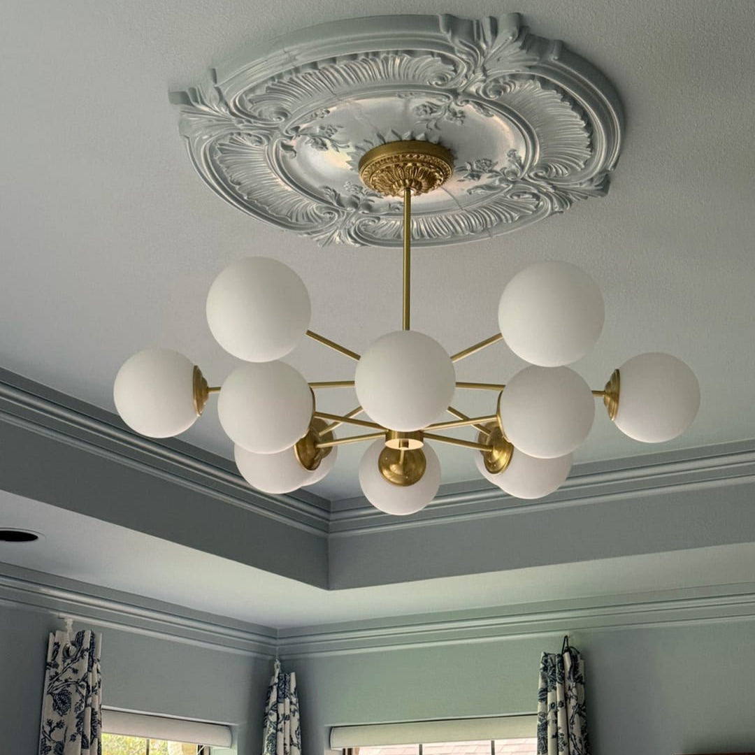 Glazia Minimalist Opal Glass Chandelier-Neutral Decor