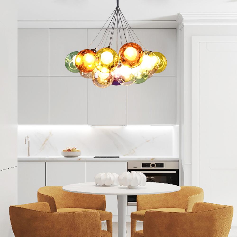 Wægnuli Unique Multi-Color Glass Chandelier - Lamp Copper