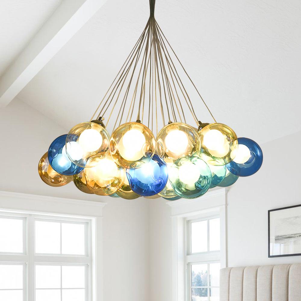 Wægnuli Unique Multi-Color Glass Chandelier - Lamp Copper