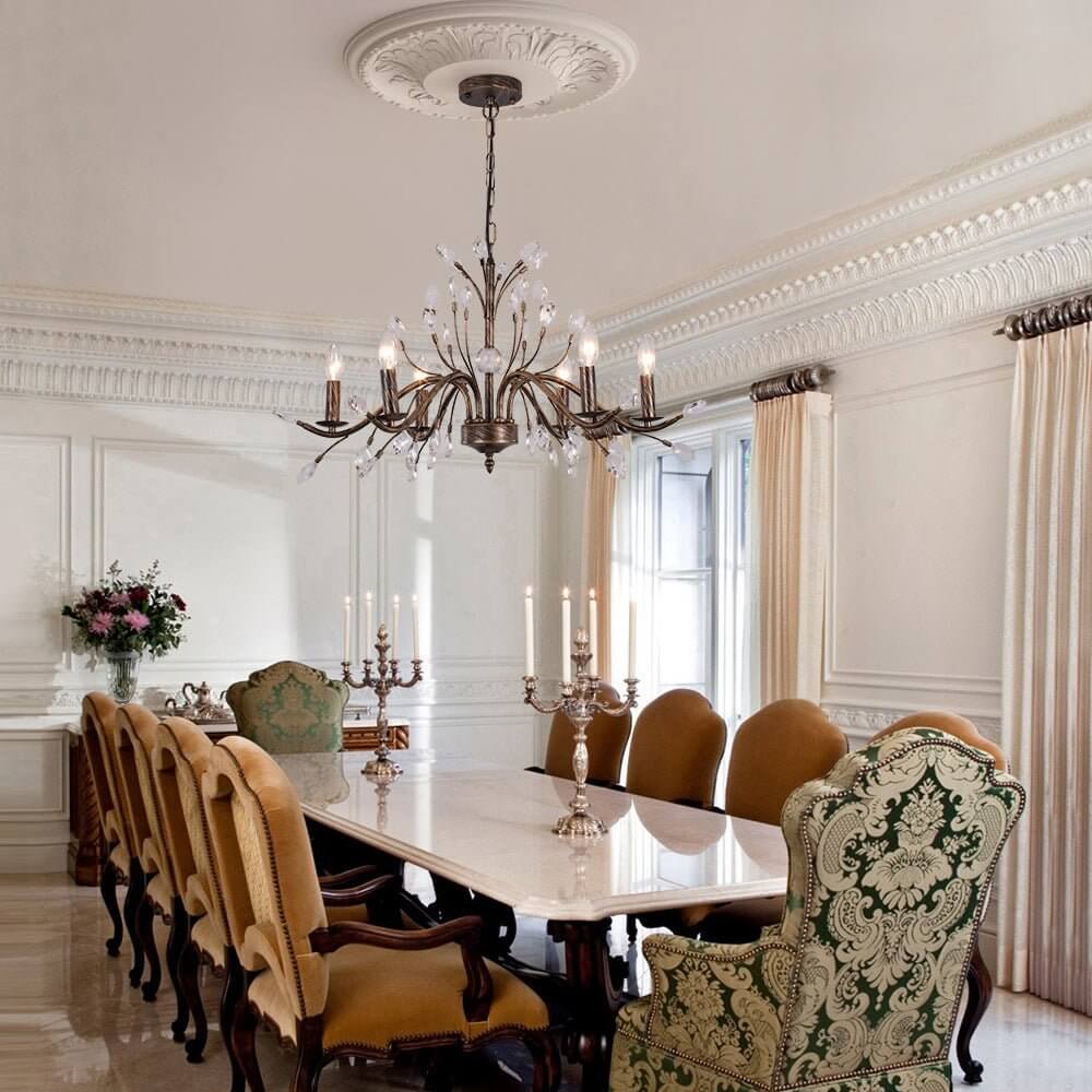 Jorne Vintage Antique Floral Crystal Chandelier-Neutral Decor
