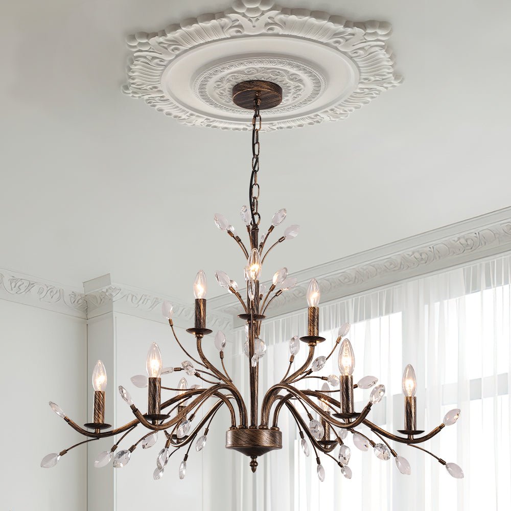 Jorne Vintage Antique Floral Crystal Chandelier-Neutral Decor