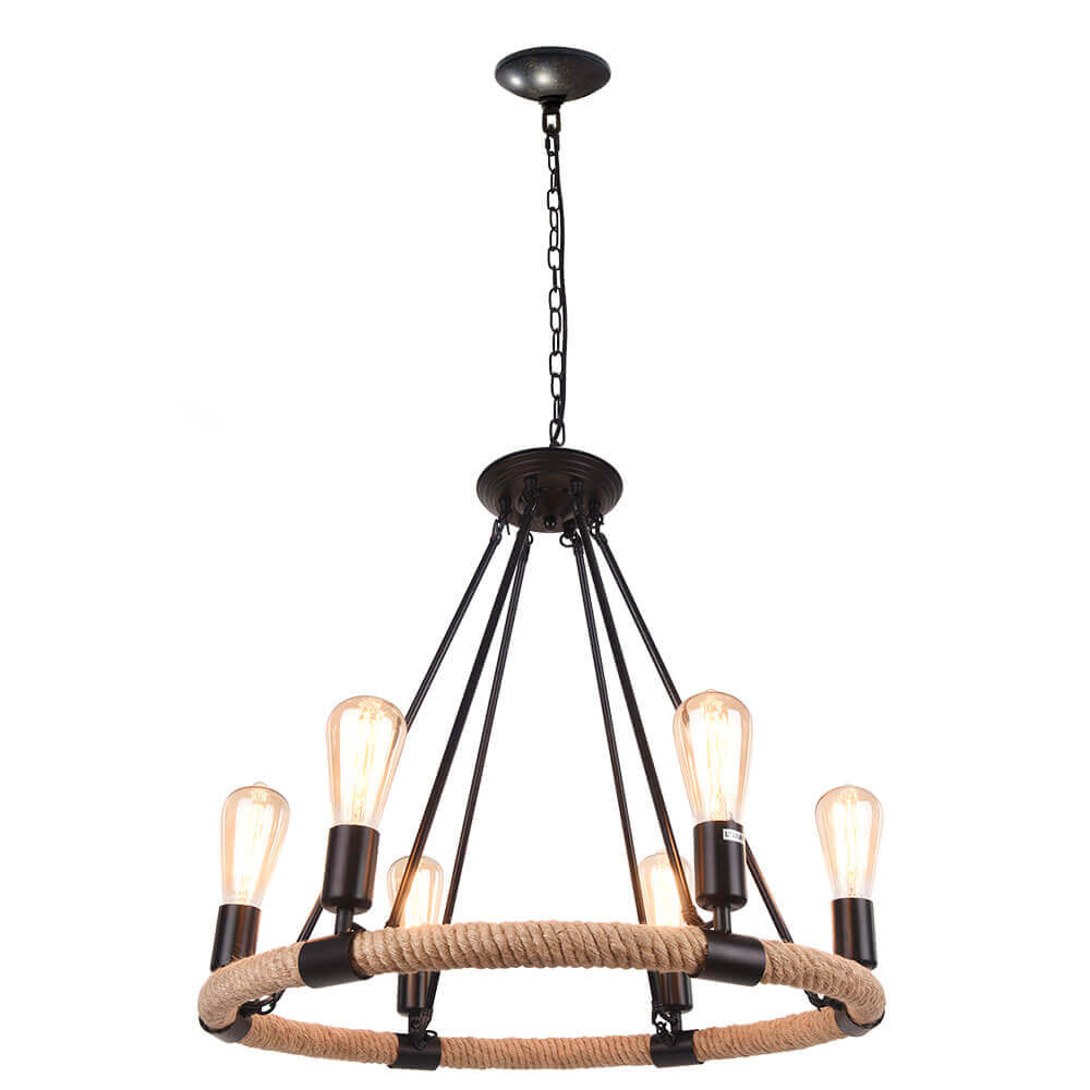 Vintage Rope Chandelier-Neutral Decor