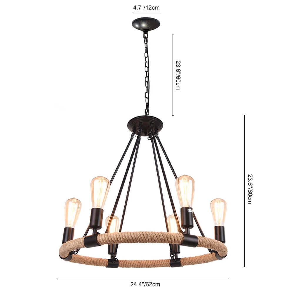 Vintage Rope Chandelier-Neutral Decor