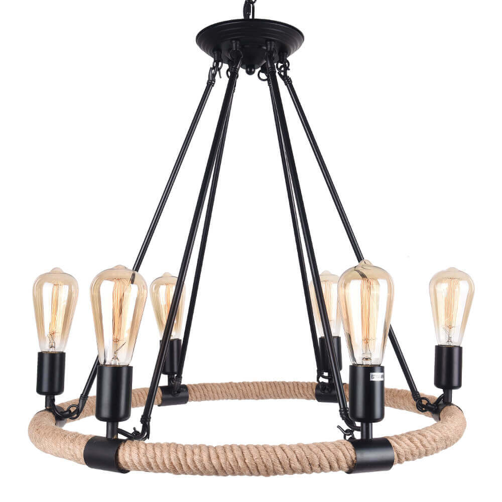 Vintage Rope Chandelier-Neutral Decor
