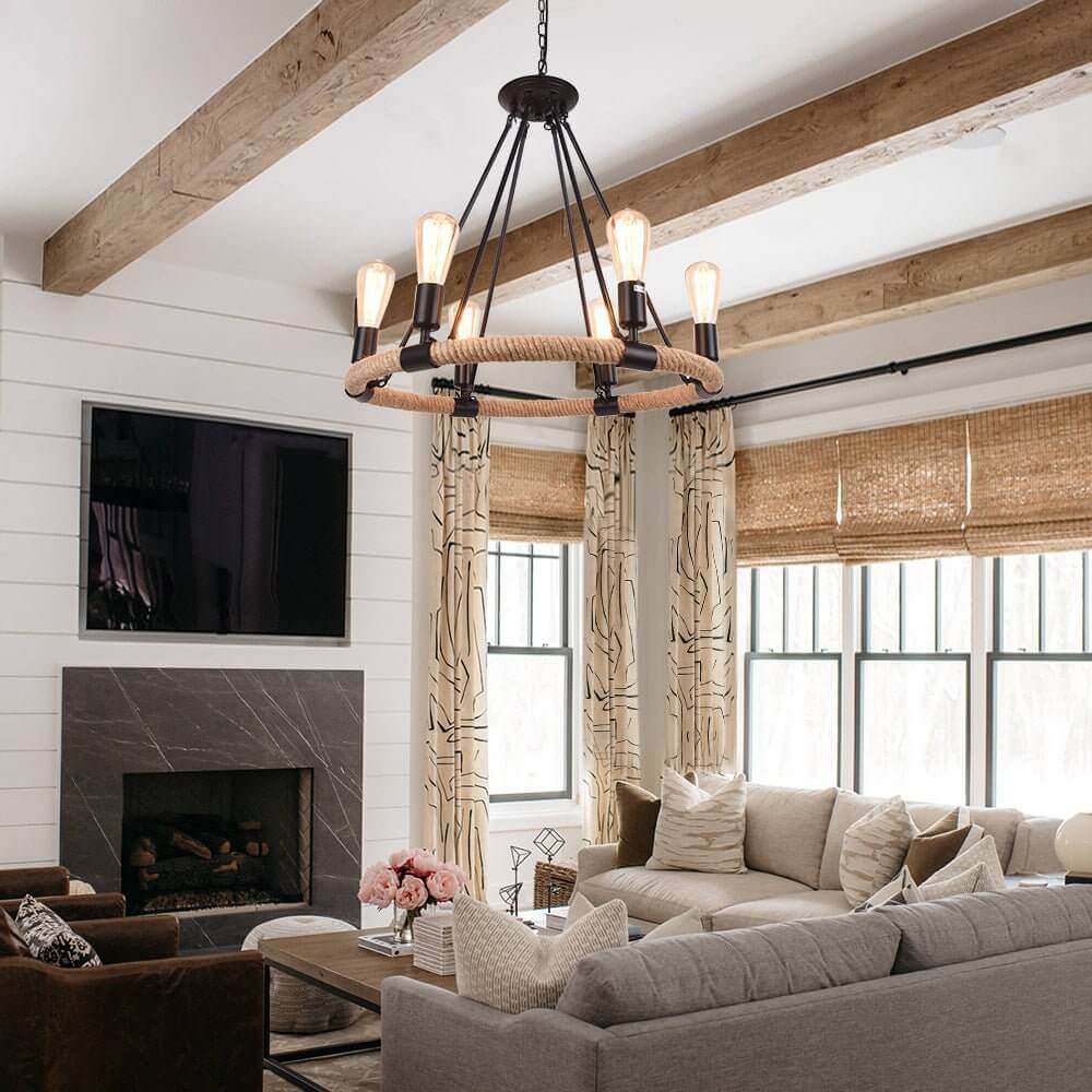 Vintage Rope Chandelier-Neutral Decor