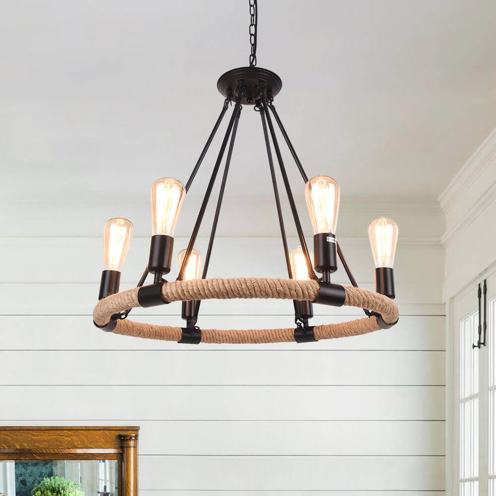 Vintage Rope Chandelier-Neutral Decor