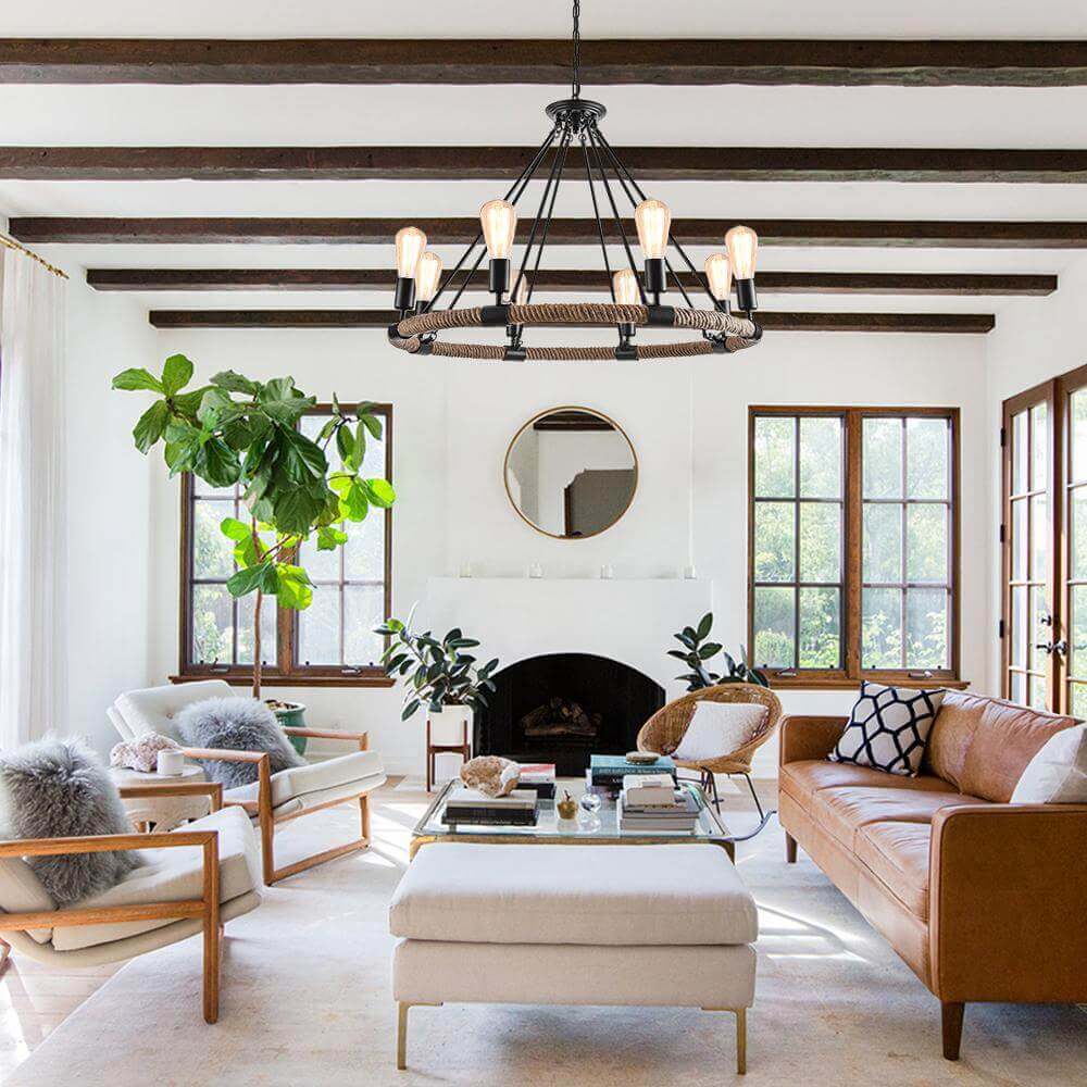 Vintage Rope Chandelier-Neutral Decor