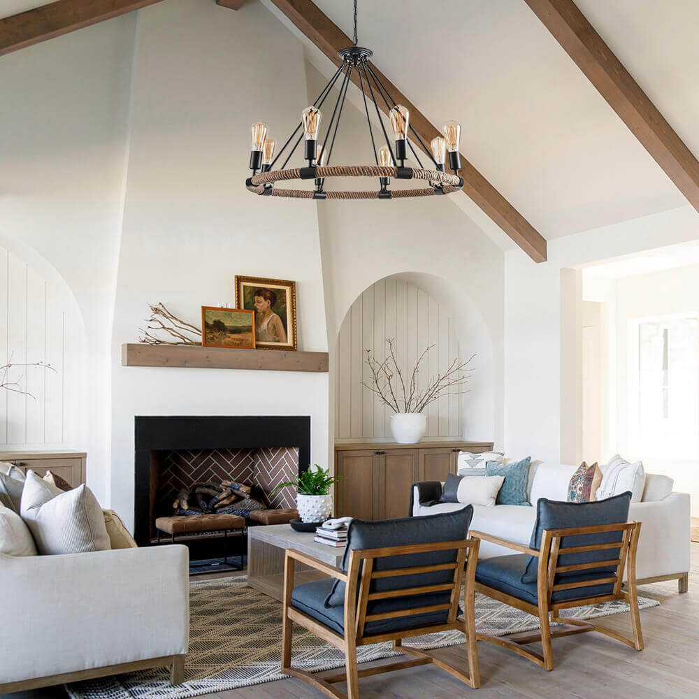Vintage Rope Chandelier-Neutral Decor