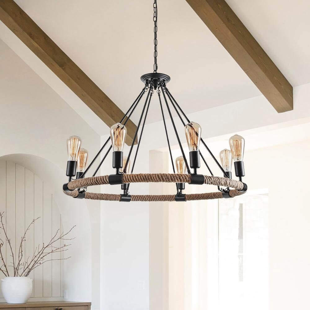 Vintage Rope Chandelier-Neutral Decor