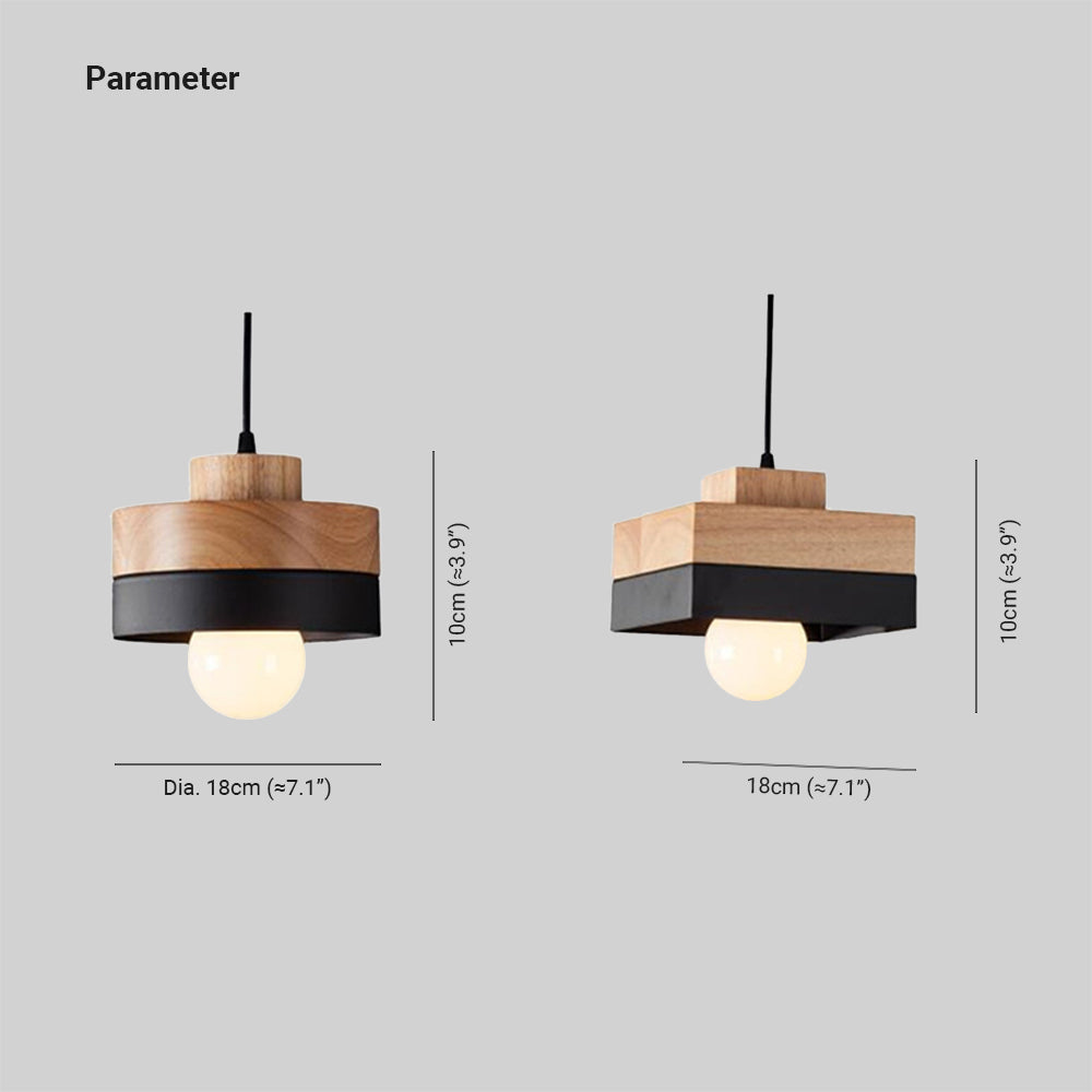 Aria Minimalist Black & White Wood Geometric Pendant Light - Neutral Decor