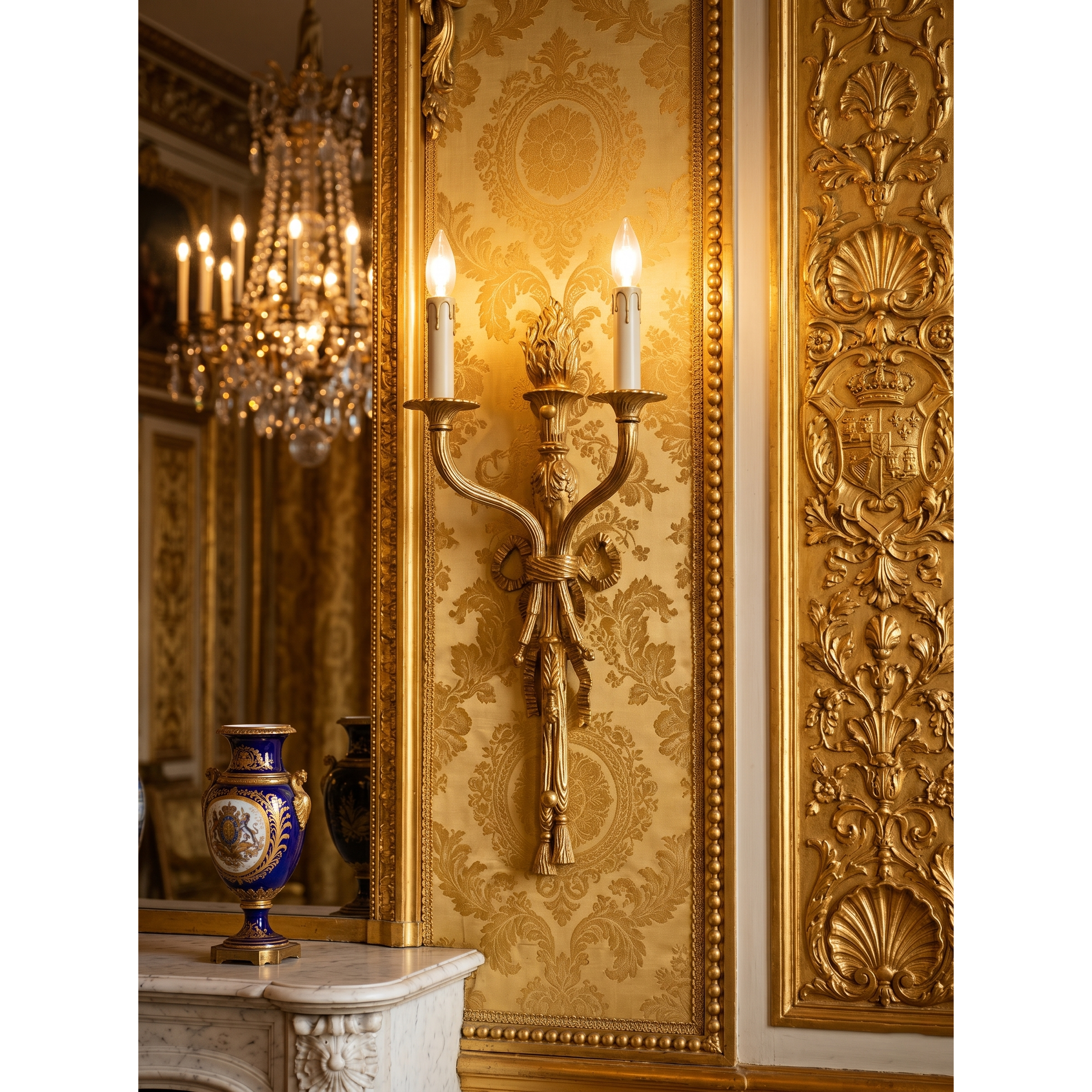 View of the lamp in a sophisticated bedroom environment.