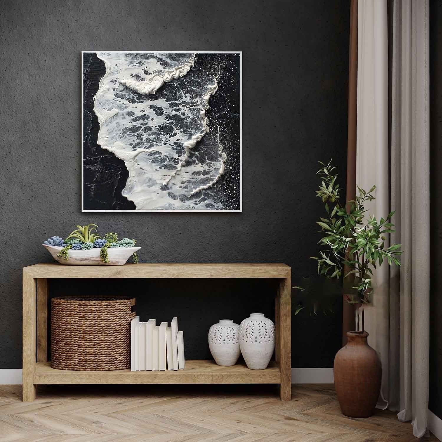 Wall Art Monochrome Ocean Foam - Neutralighting