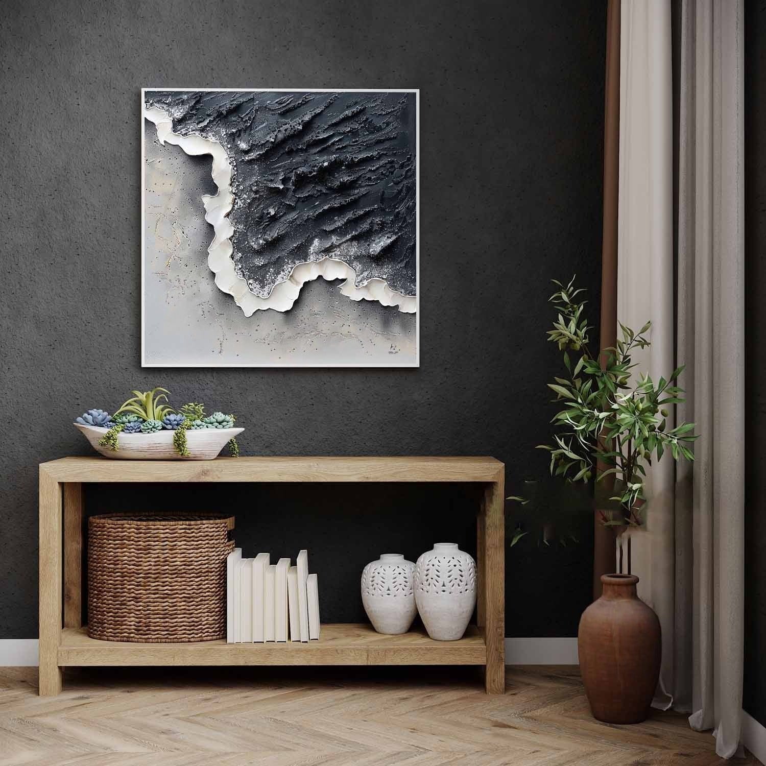 Wall Art Monochrome Coastal Wave - Neutralighting