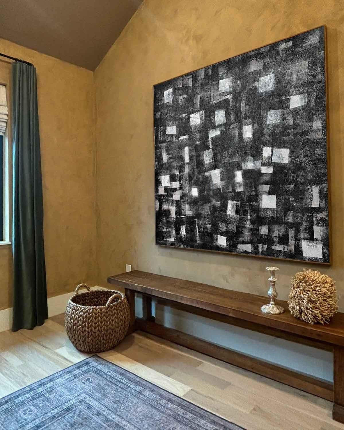 Wall art Monochrome Square Mosaic Painting - Neutralighting