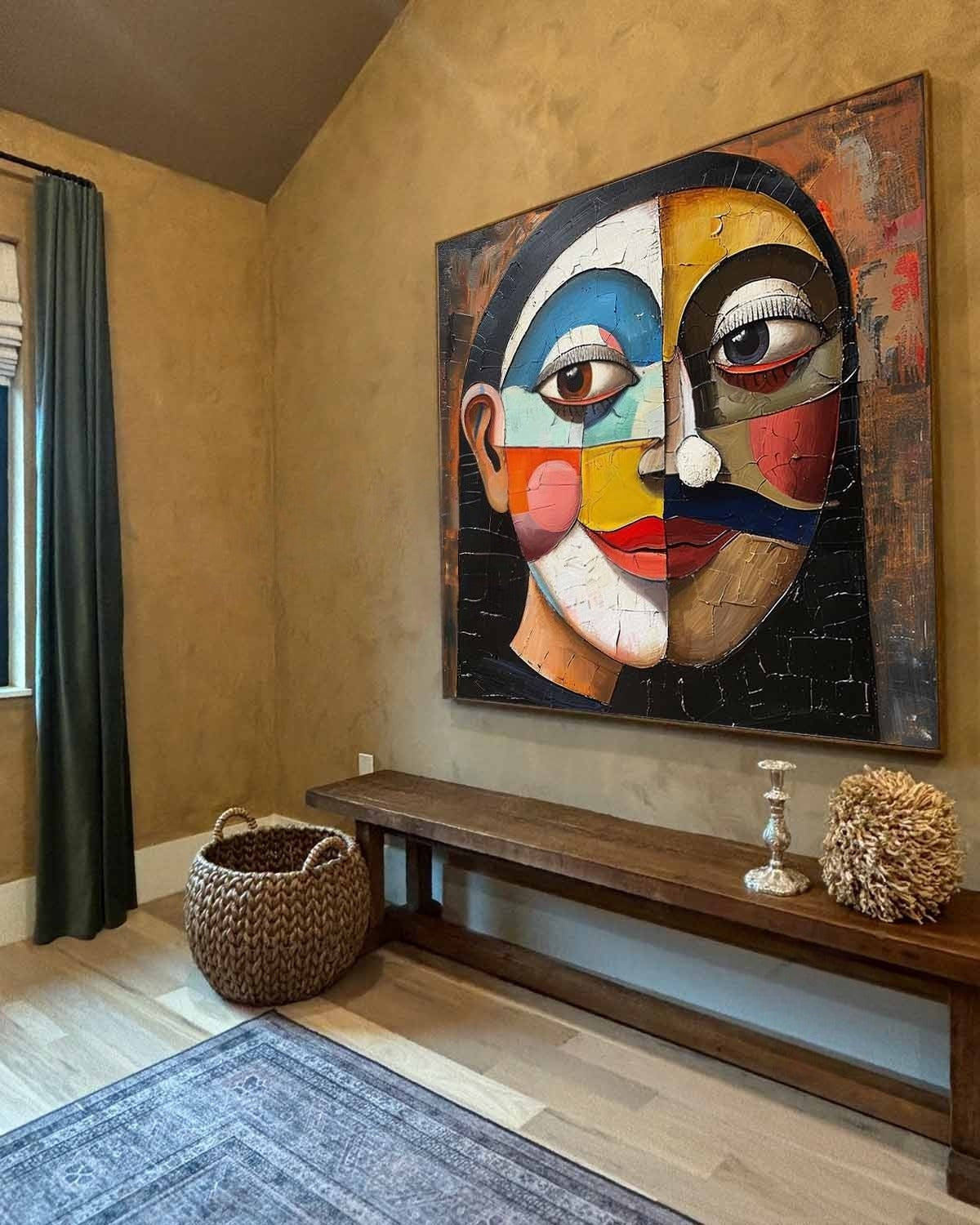 Wall Art Square Cubist Portrait Geometric - Neutralighting