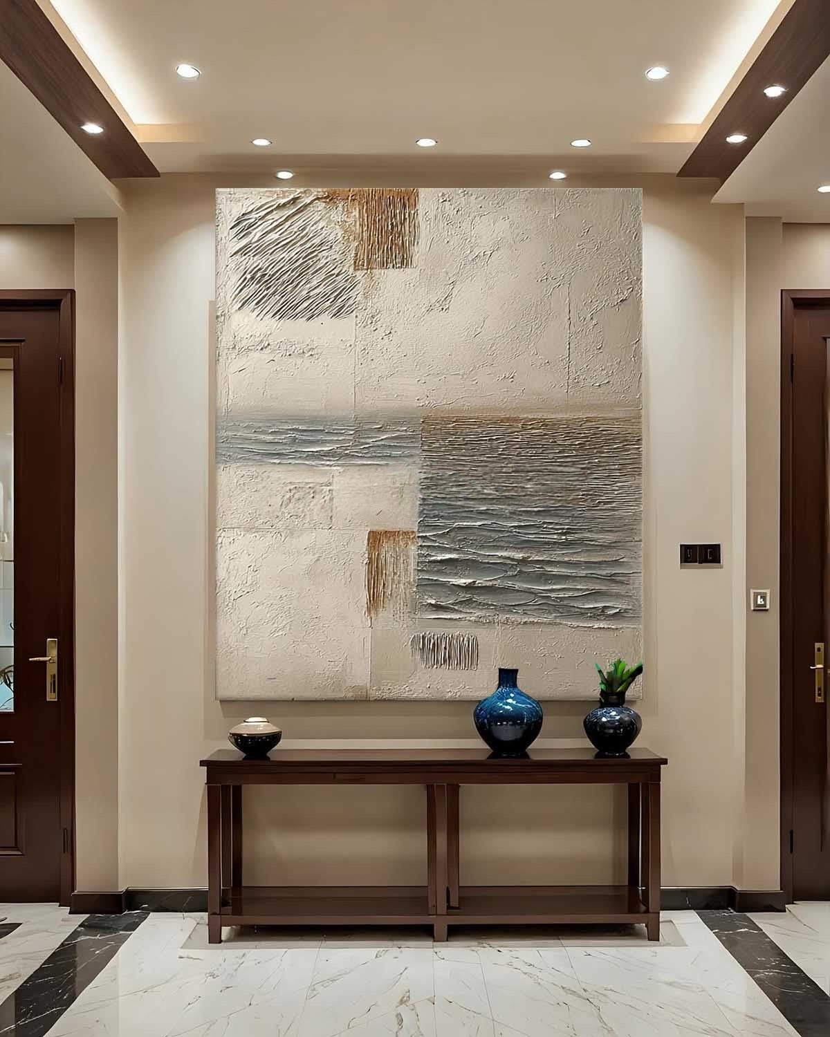 Wall Art Vertical Textured Abstract Landscape Scene Muted - Neutralighting