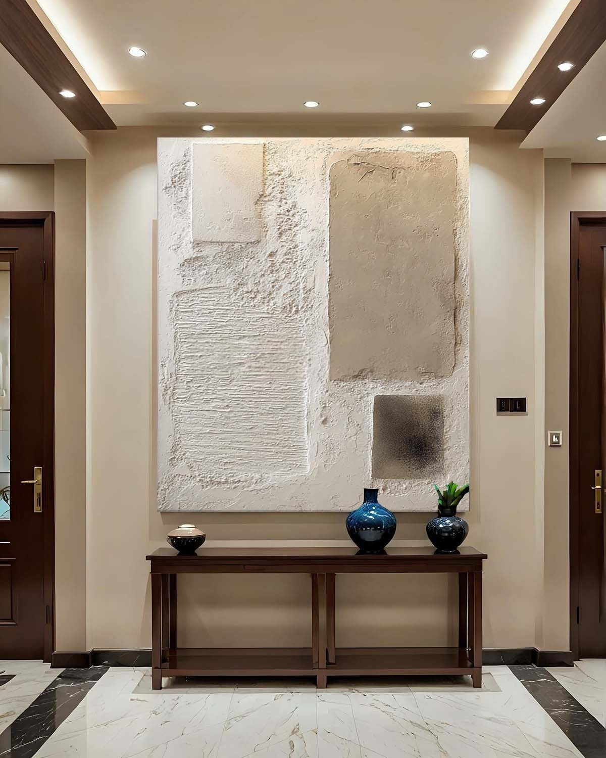 Wall Art Serene Textured Neutral Plaster Blocks - Neutralighting