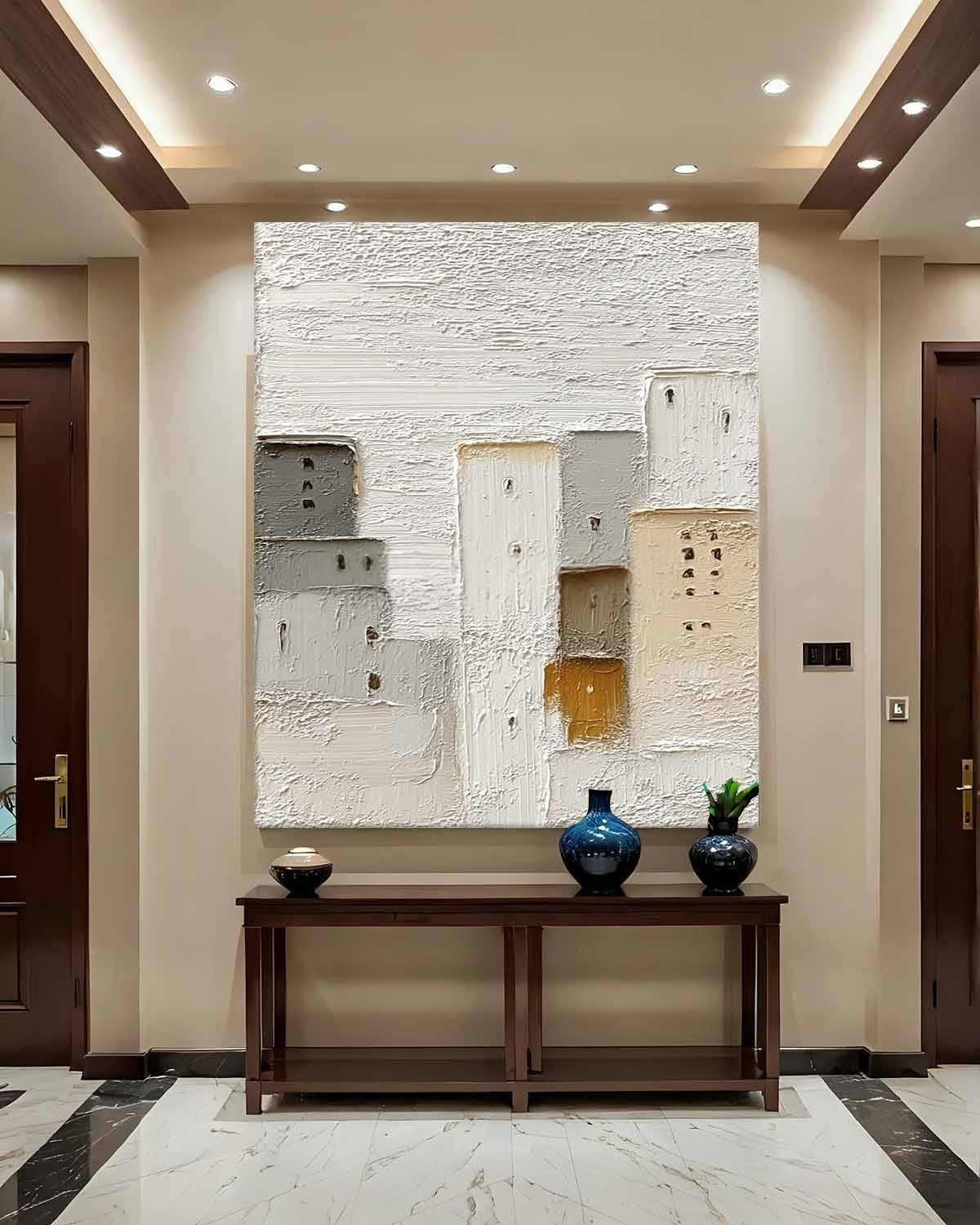 Wall Art Minimalist Cityscape Impasto Neutral - Neutralighting