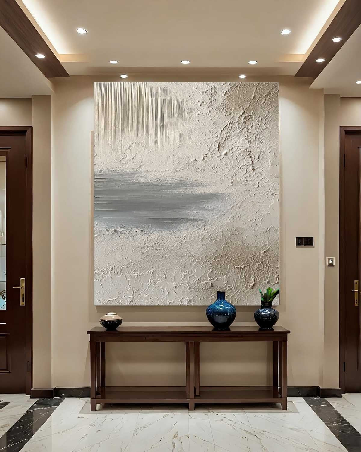 Wall Art Vertical Textured Abstract Landscape Scene Muted Earthy - Neutralighting