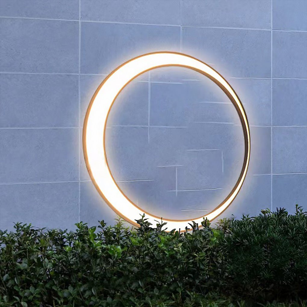 Oron Circular Moon Modern Steel Outdoor Wall Lights