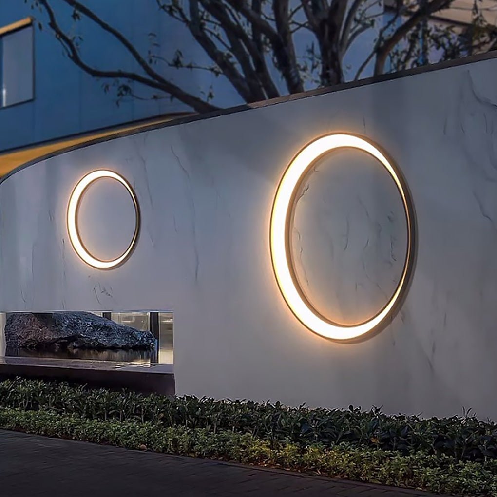 Oron Circular Moon Modern Steel Outdoor Wall Lights