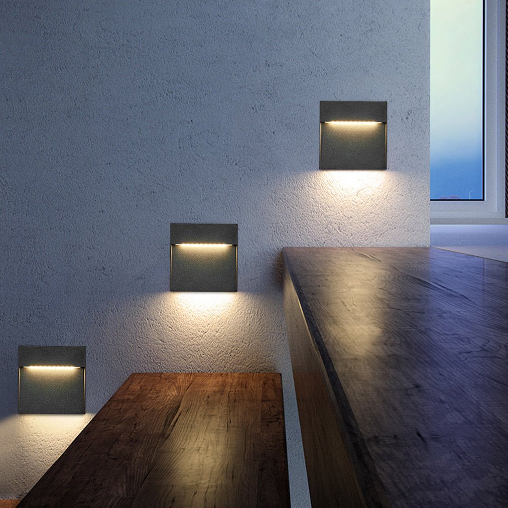 Iris Minimalist Square Outdoor Wall Step Lights