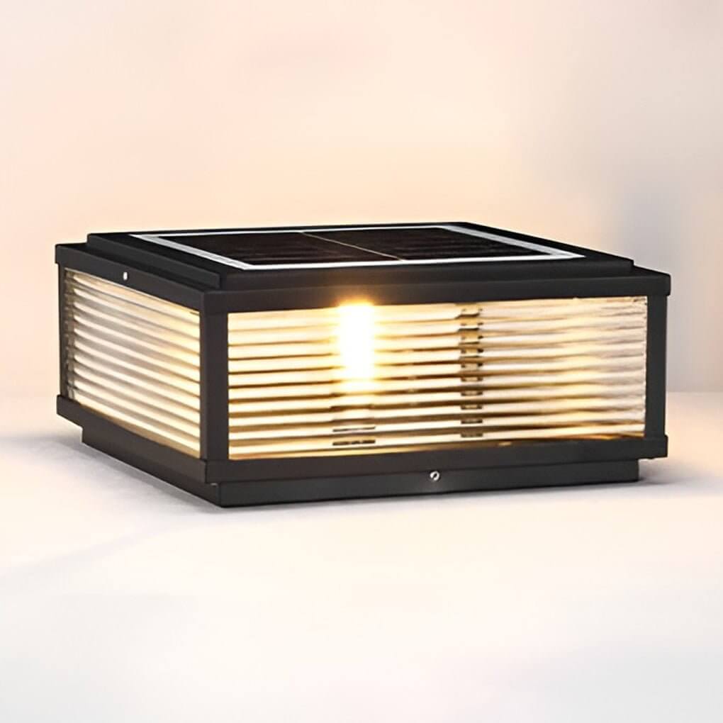 Handsome Square Ribbed Glass Outdoor Pier Mount Pillar Light