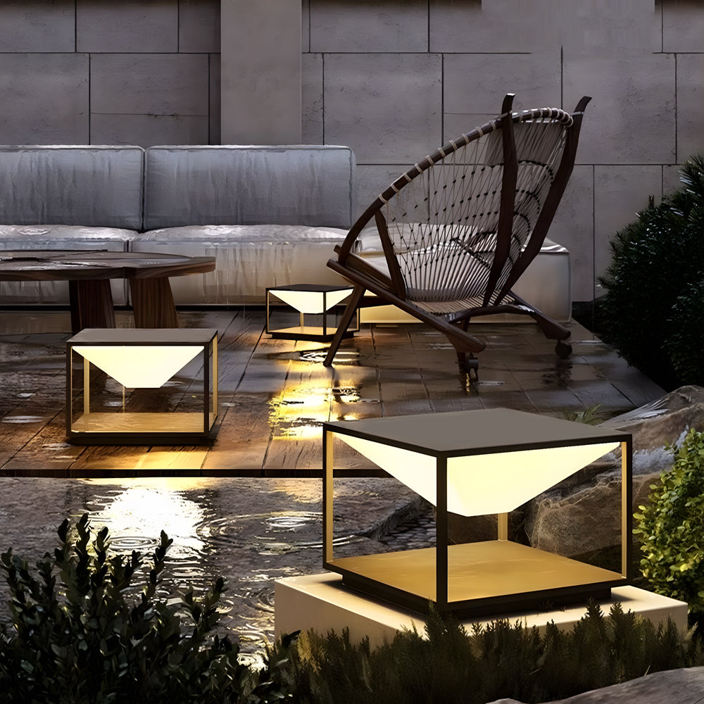 Ezran Square Stainless Steel Outdoor Pillar Light