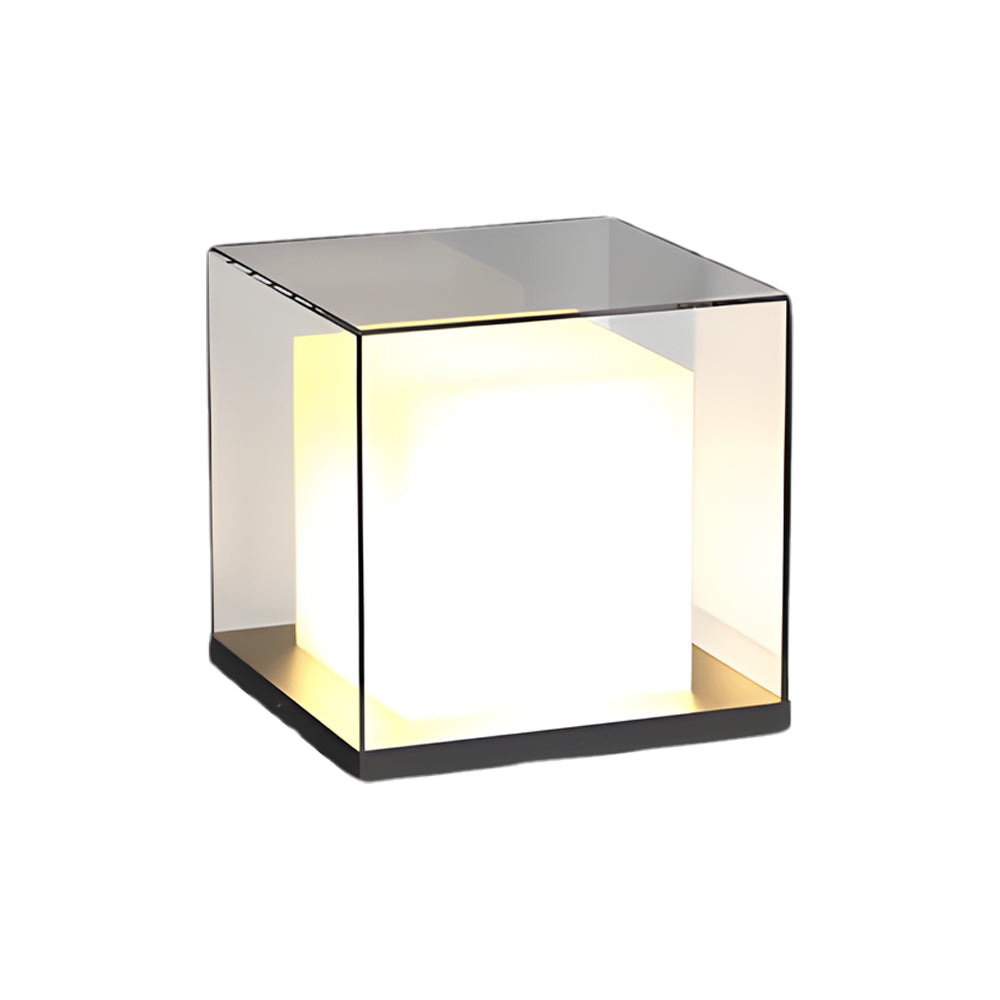 Cheerful Square Gate Minimalist Glass Outdoor Pillar Lights
