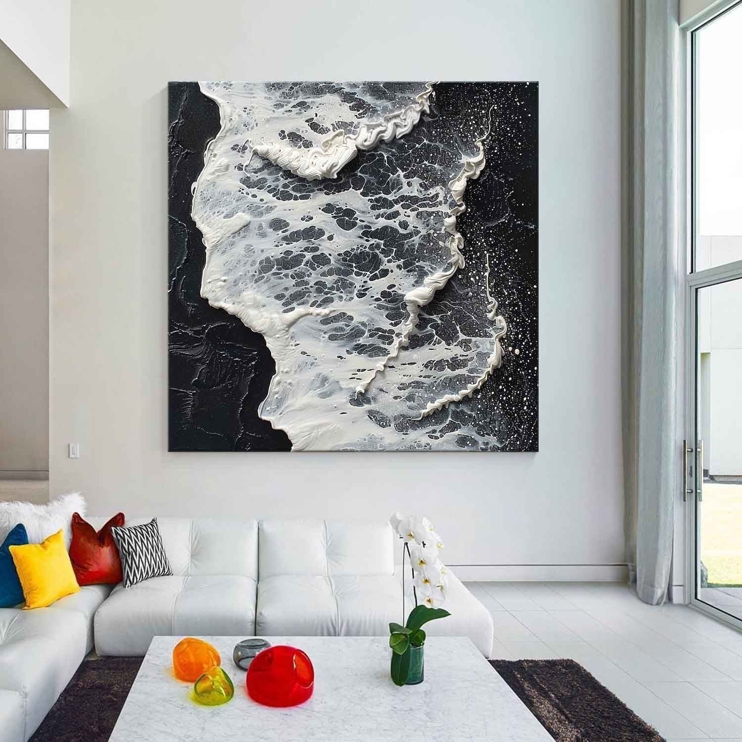 Wall Art Monochrome Ocean Foam - Neutralighting