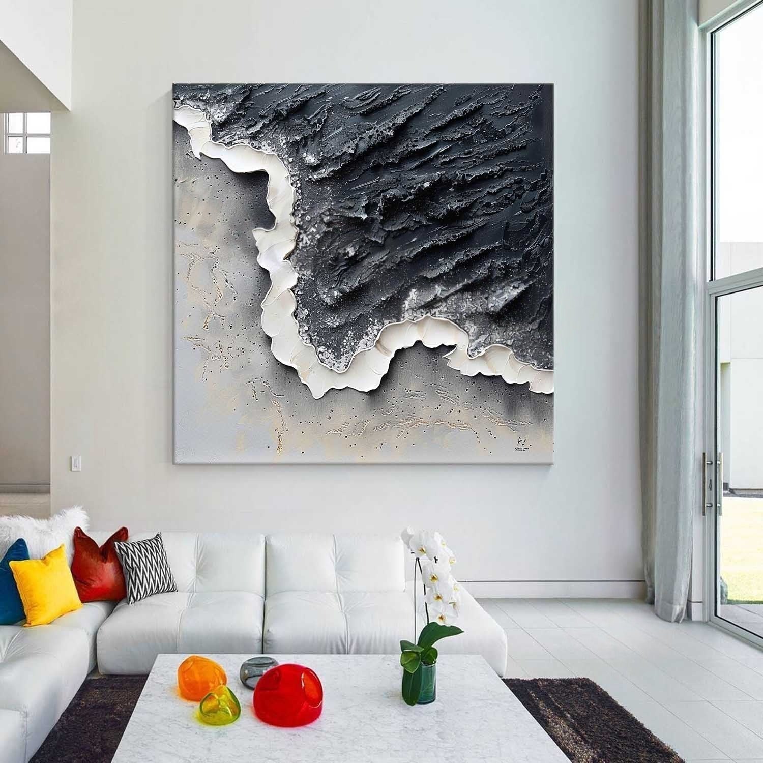 Wall Art Monochrome Coastal Wave - Neutralighting