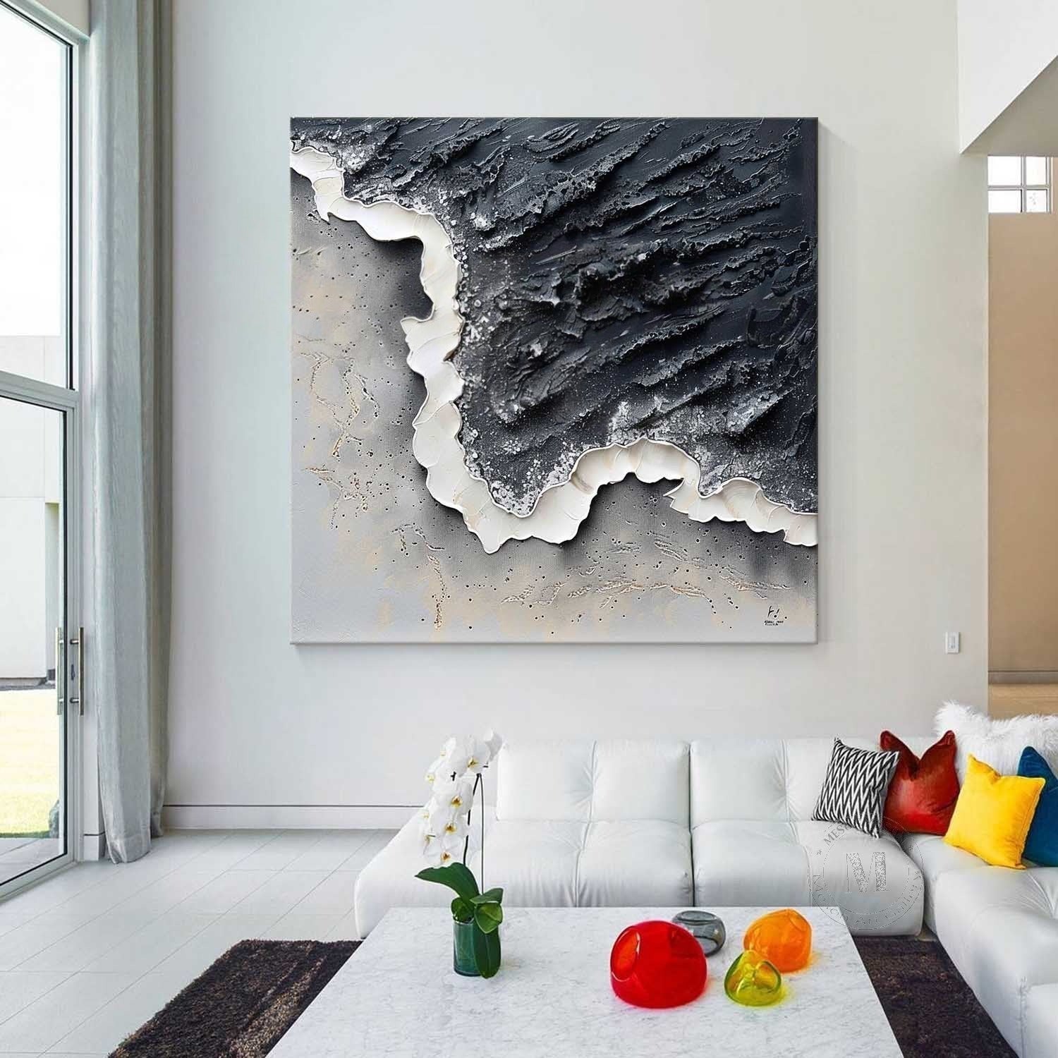 Wall Art Monochrome Coastal Wave - Neutralighting